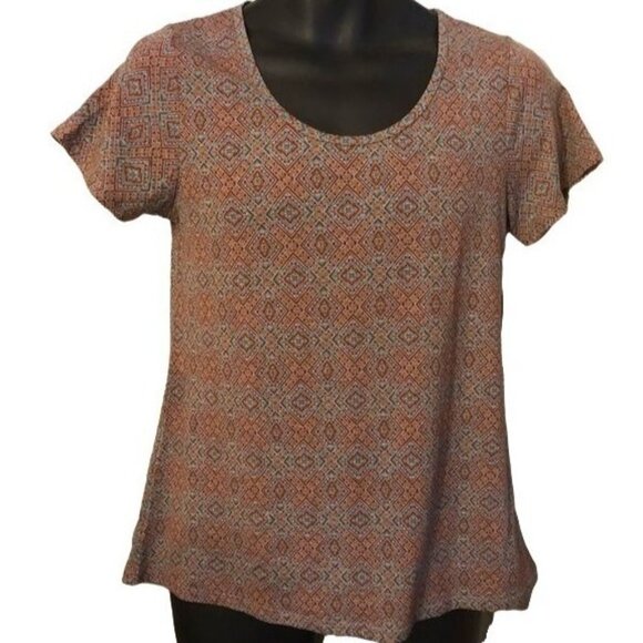 Lularoe classic pattern short sleeve x small shirt brown blue READ NEW with tags - Picture 1 of 4